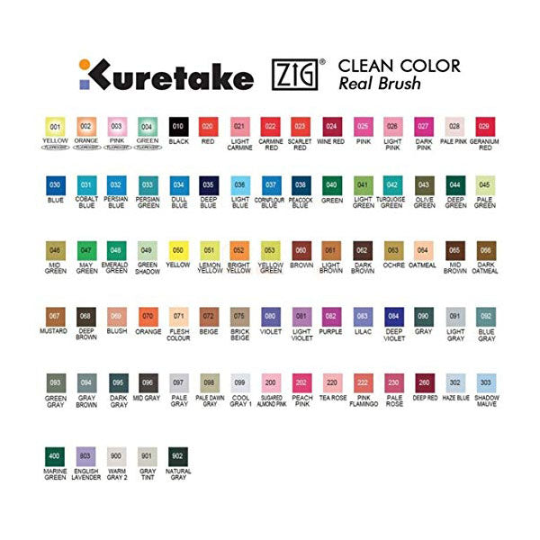 Kuretake Zig Clean Colour Real Watercolour Brush Pen - Green Colour Range - - Brush Pens - Bunbougu